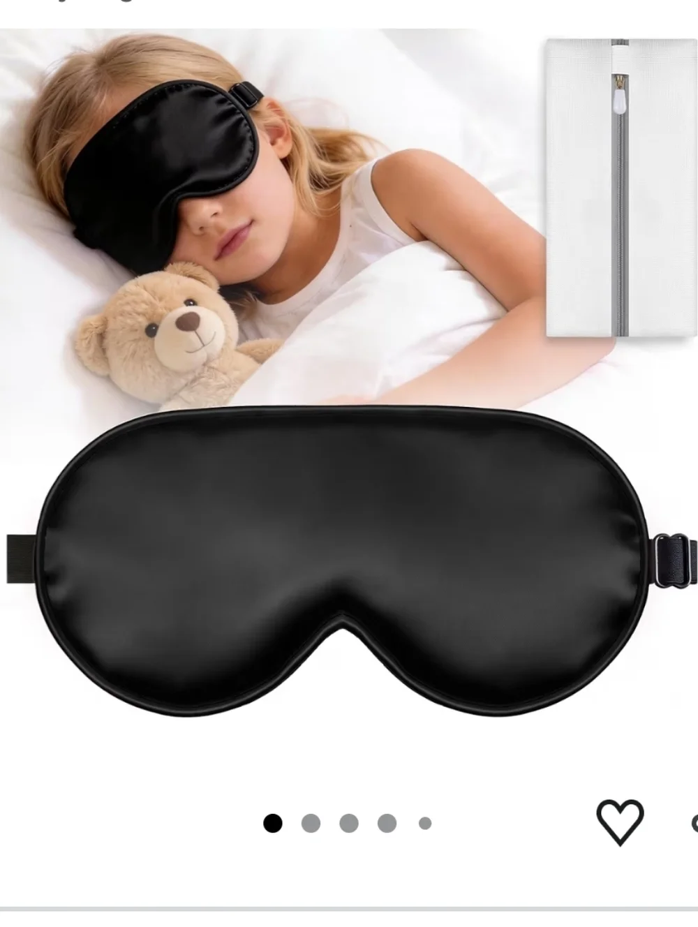 Kids Black Sleep Mask - Adjustable Eye Mask